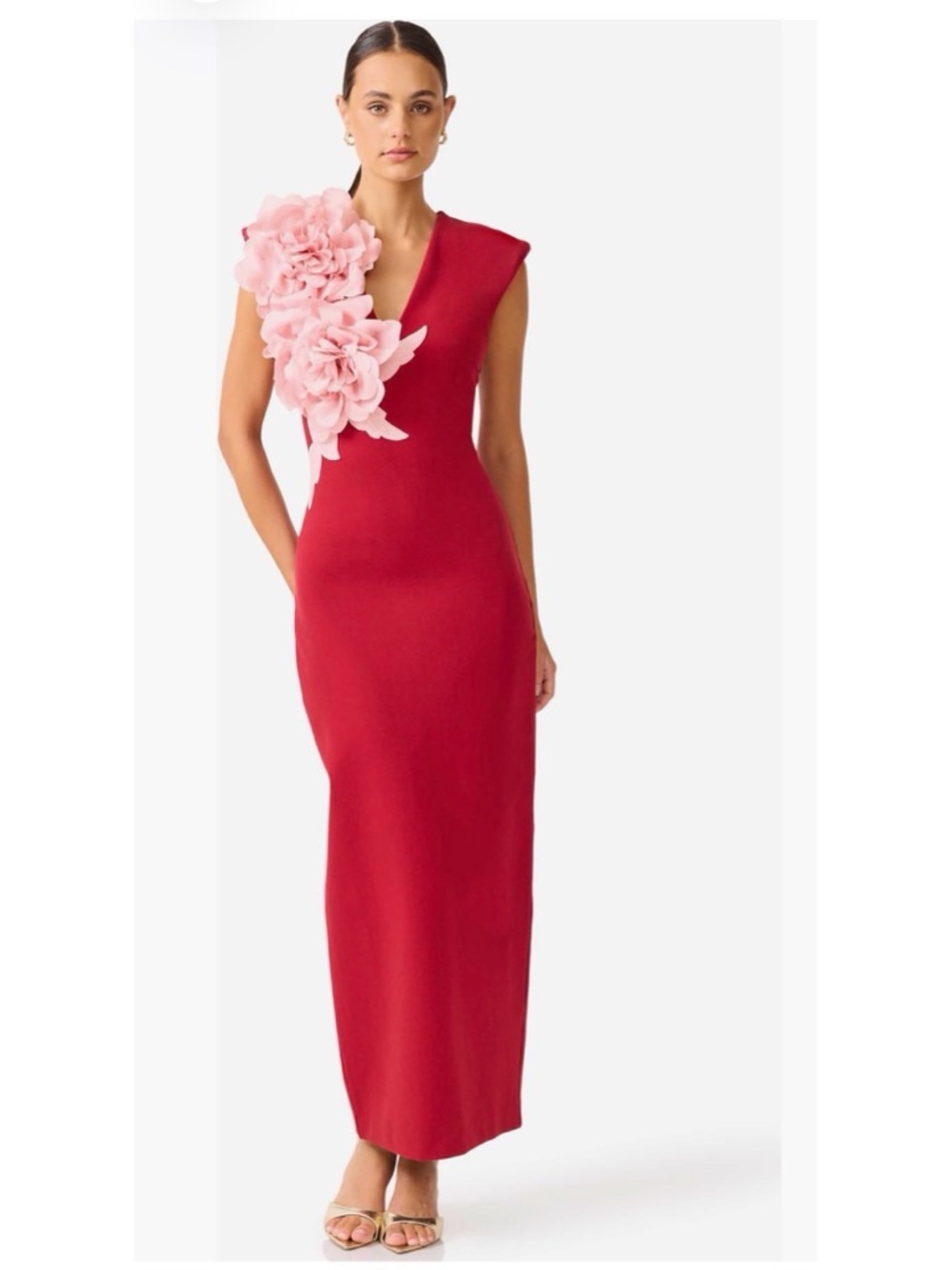 Elliatt Zahara Burgundy 3D Floral Appliqué Gown Wedding Guest Dress NWT Small